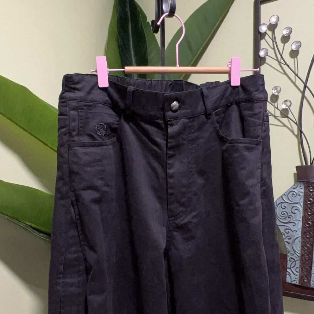 Sundae School Pants Black M 100% Cotton Flower Logo Elastic Waist Cuffs - Picture 2 of 9